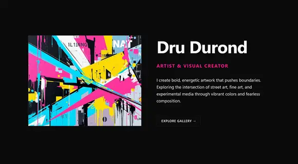 Artist portfolio template homepage