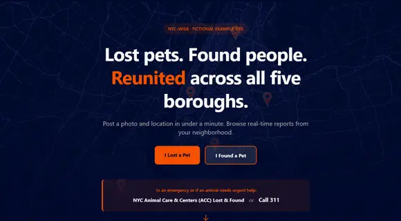 Lost and found pet website