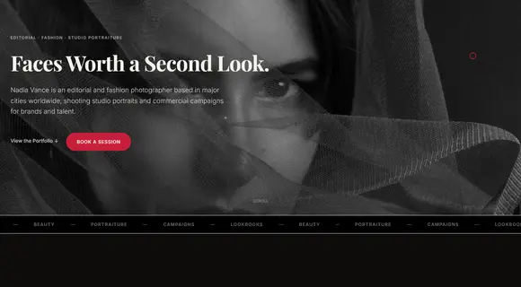 Portrait and fashion photographer template homepage