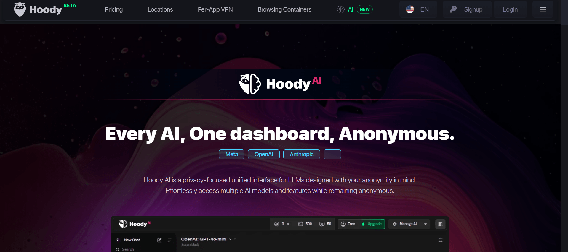 Hoody AI - Unified Dashboard for Privacy Purposes