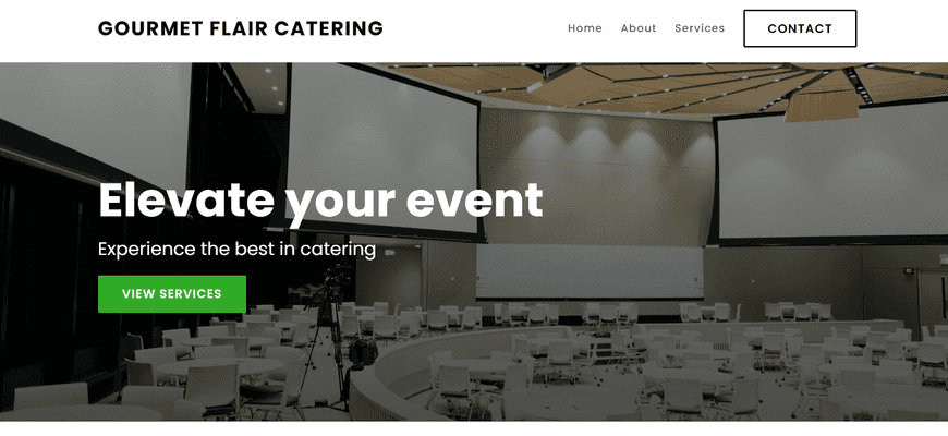 I run a catering company specializing in weddings, corporate events, and private parties. Create a stylish website that showcases menu offerings and services like custom menus. Include a booking form for consultations.