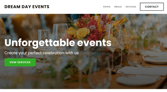 Party planning company website