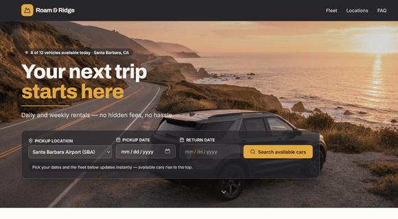 Car rental website template