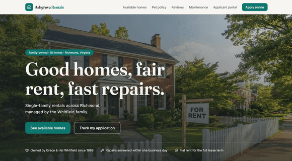 Rental property website template