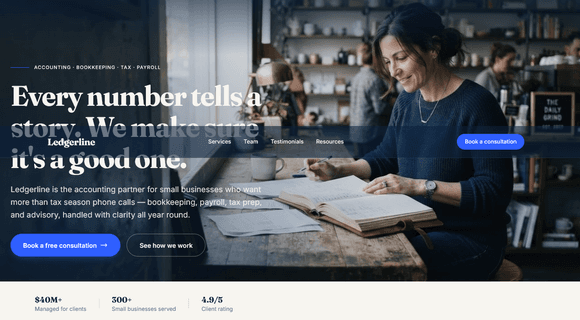 Accounting website template homepage