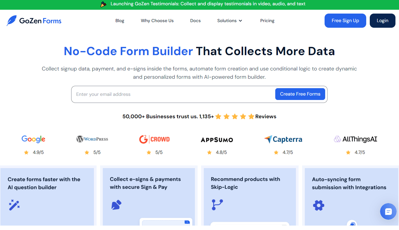 GoZen Forms - The No-Code AI-Powered Form Builder