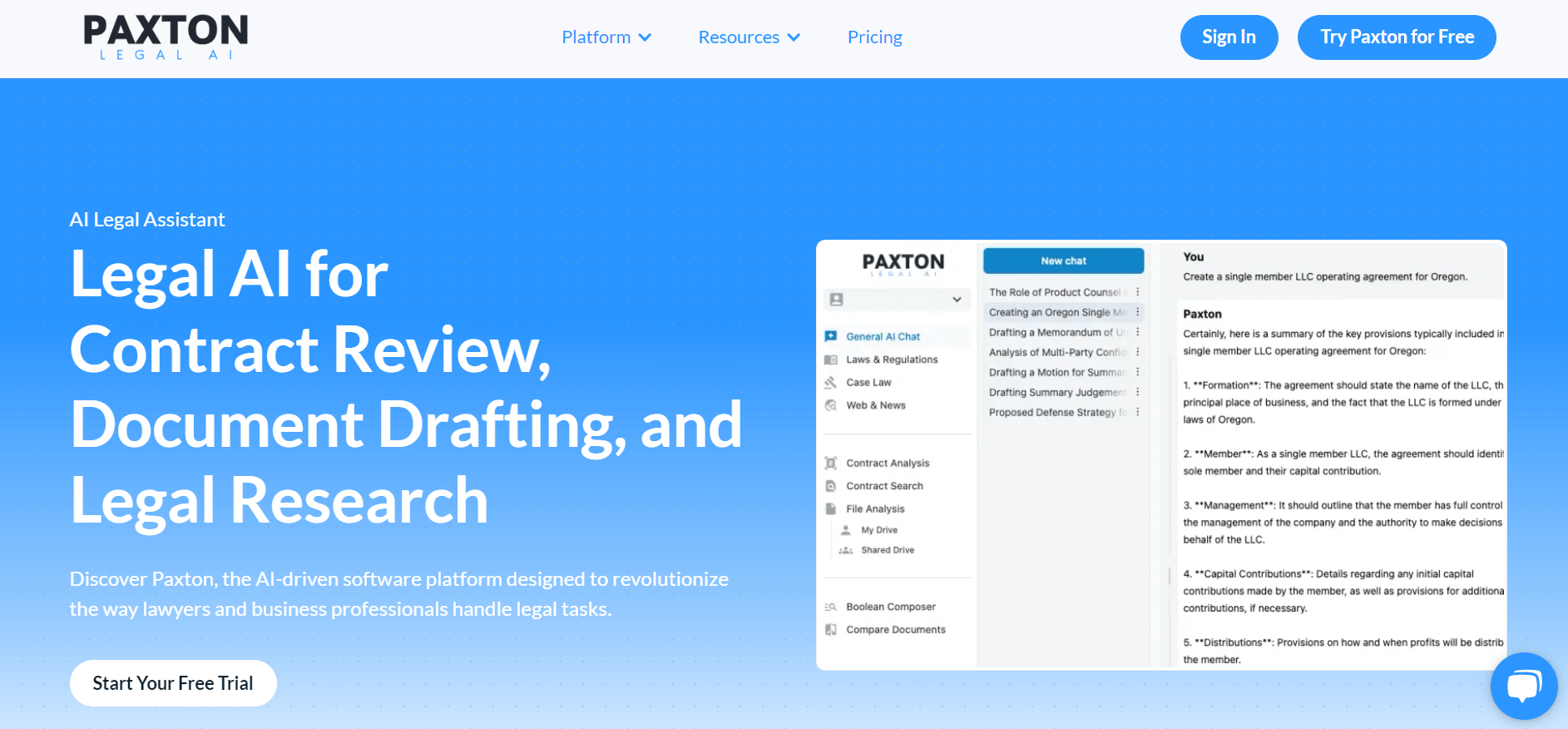 Paxton - AI Assistant for Legal Contracts, Drafting, and Analysis