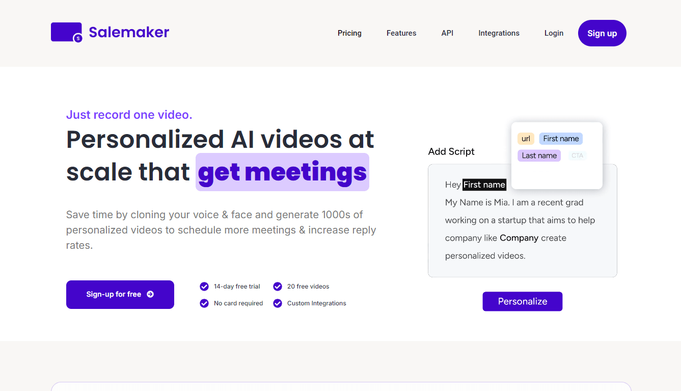 SaleMaker - The AI Tool for Personalized Video Outreach