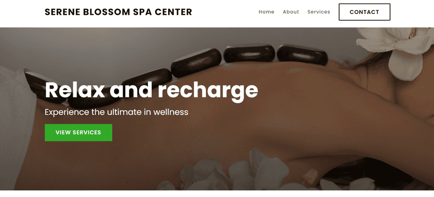 Design a calming website for my spa and wellness center. Showcase services such as massages and facials. Include an online booking tool and sections for promotional deals and wellness tips.