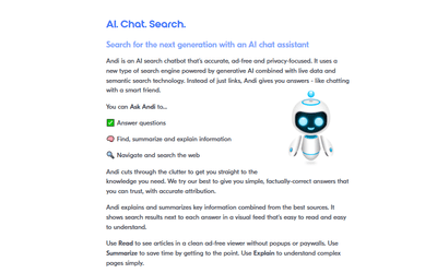 Andi - AI-Powered Search Chatbot That's Ad-Free and Focuses on Privacy