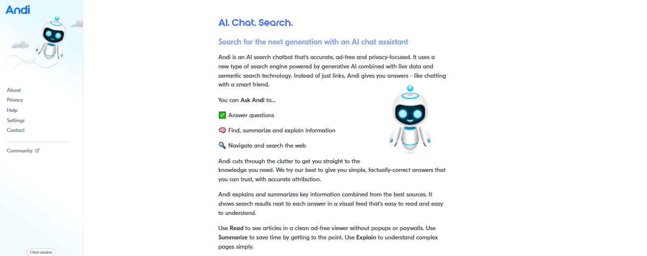 Andi - AI-Powered Search Chatbot That's Ad-Free and Focuses on Privacy