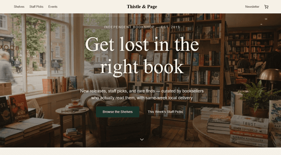 Bookstore website template homepage
