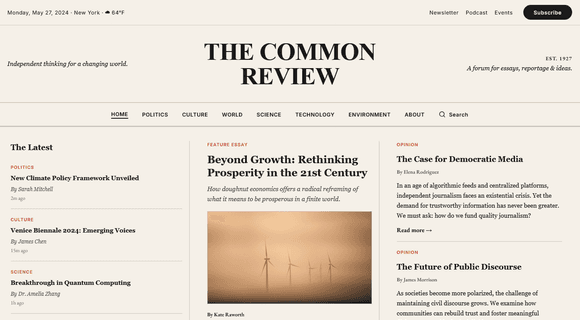 Newspaper masthead website 