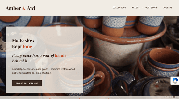 Handmade goods seller homepage