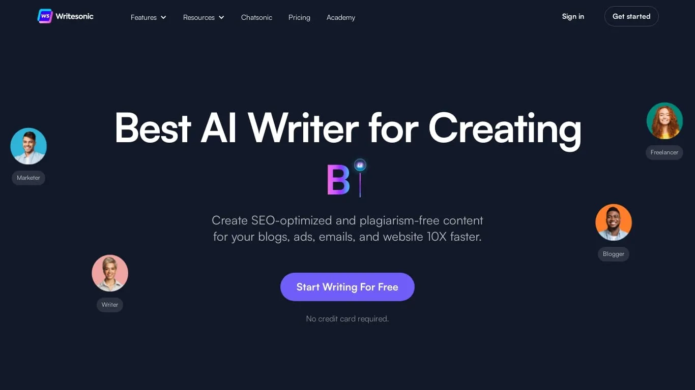 Writesonic - AI Articles & Blogs Writer with Paraphrasing Tool
