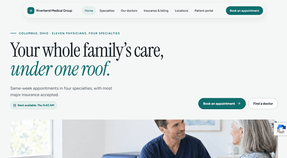 Medical website template homepage