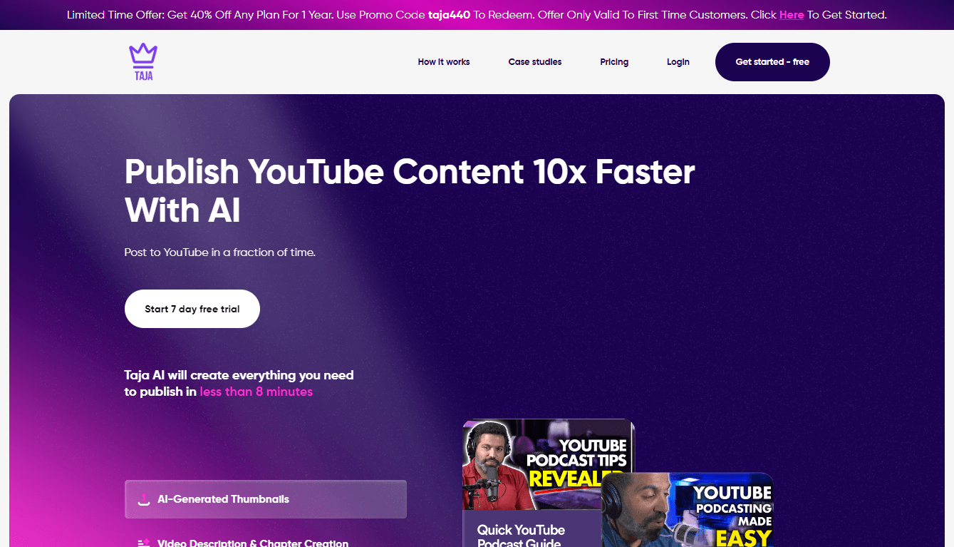 Taja AI – Enhance Your YouTube Video Creation