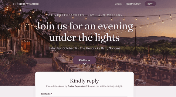Event RSVP website template