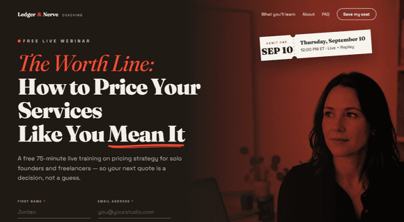Webinar landing page template