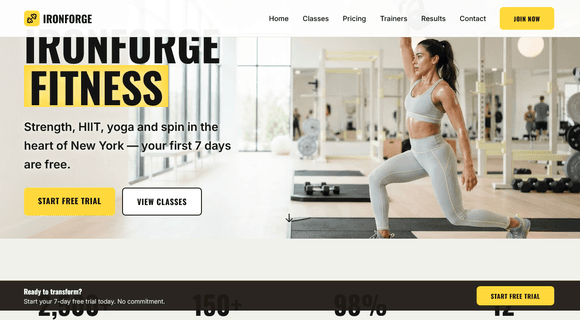 Gym and fitness studio website