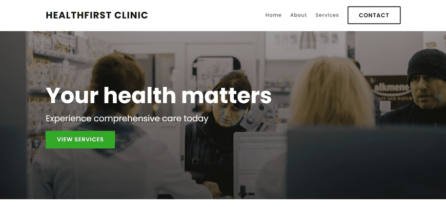 A primary care clinic offering comprehensive healthcare services, such as clinical lab testing, annual physicals, and walk-in appointments. Our website needs information about our services, specialties, and online booking.