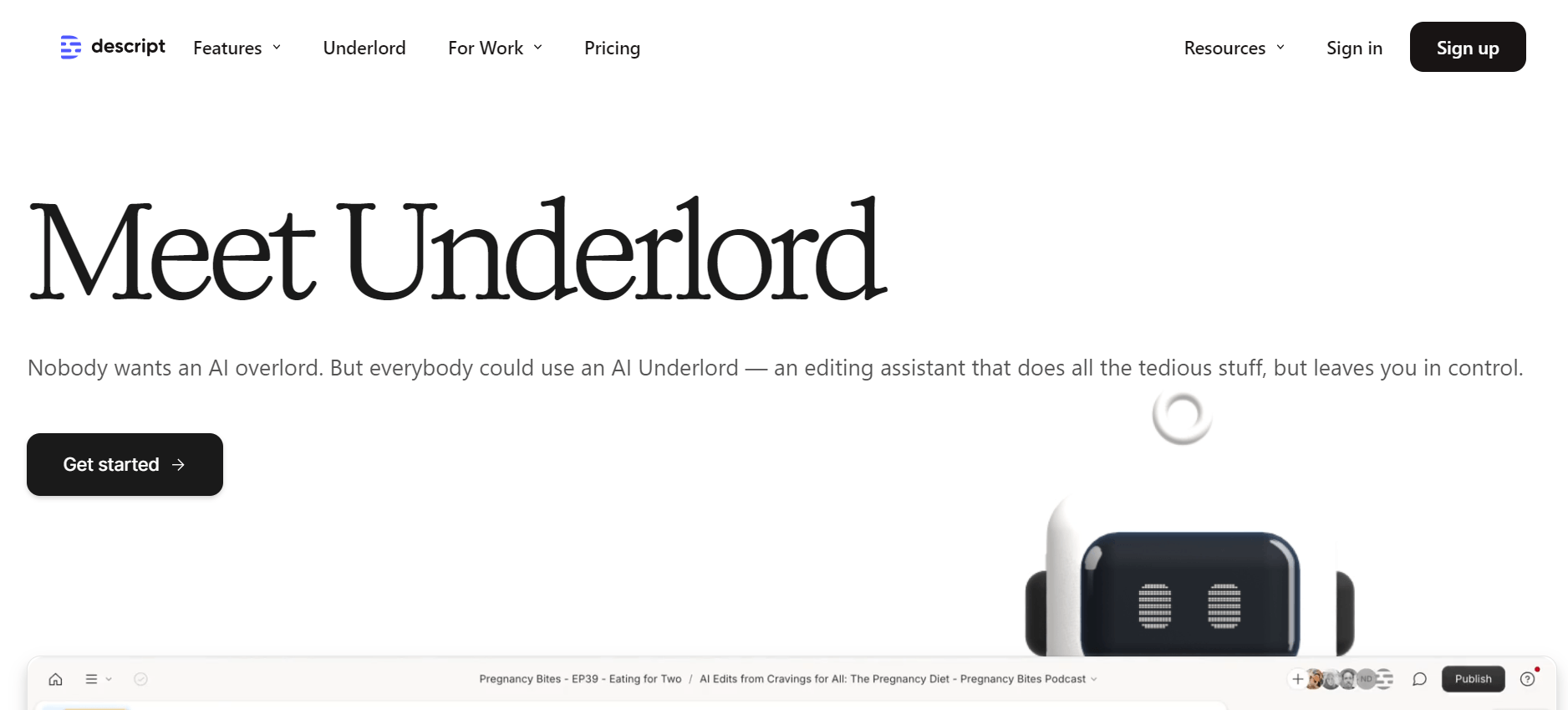 Underlord by Descript - AI Video and Podcast Editor