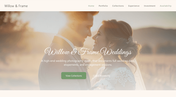 Wedding photographer website
