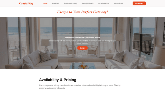 Vacation rental booking website