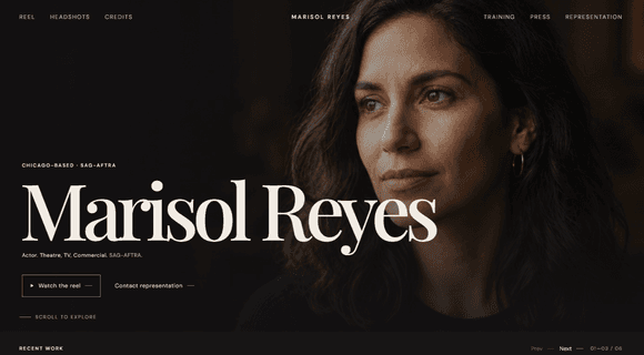 Actor website template homepage