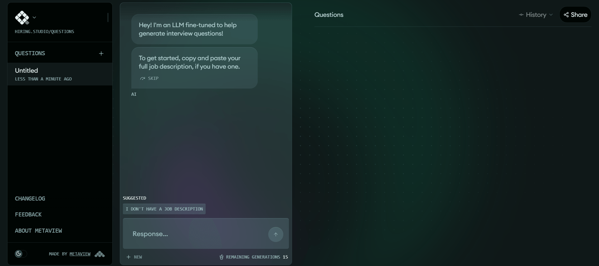 Hiring Studio by Metaview - Generate Powerful Interview Questions in Seconds