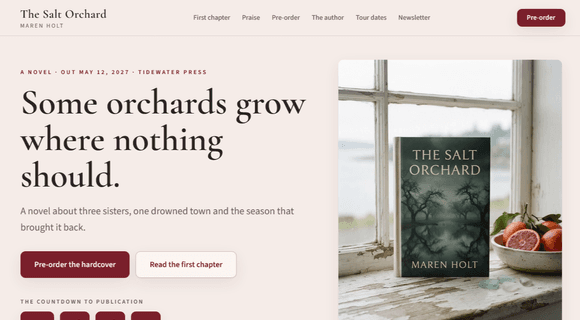 Book landing page template