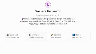AI Websites GPT - Use ChatGPT and B12 to build websites in seconds