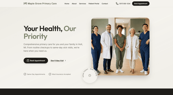 Primary care clinic website