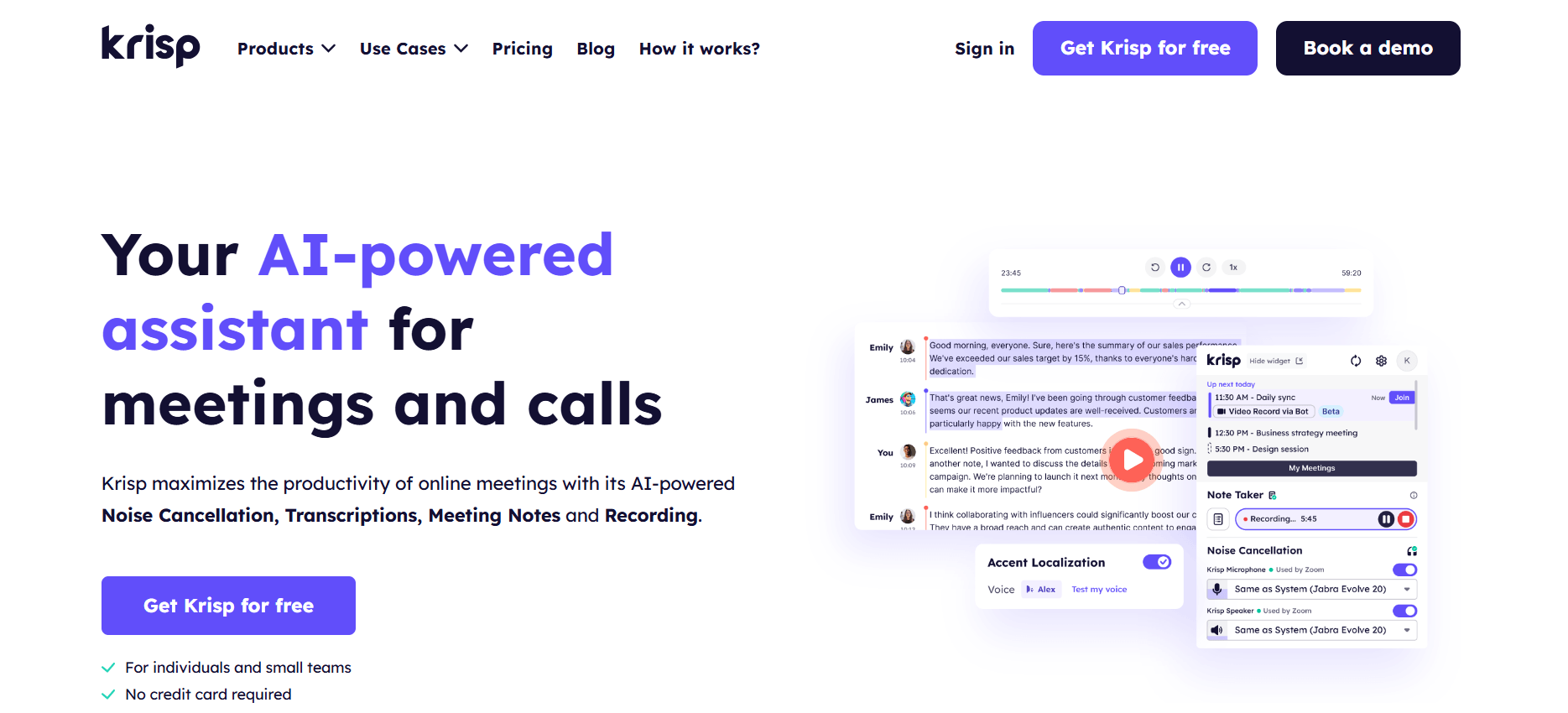 Krisp - Noise Cancellation & AI Meeting Assistant