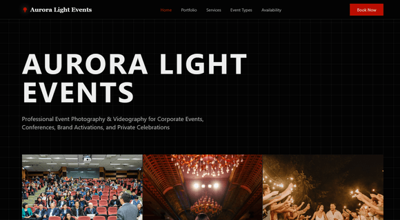 Event photography and videography website