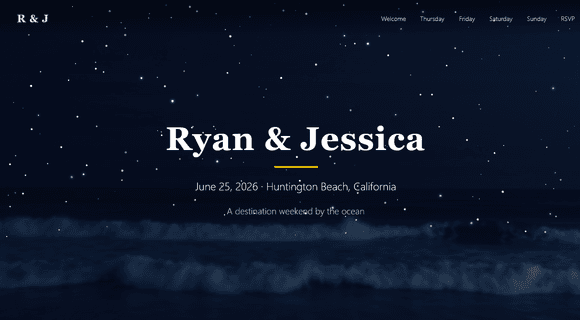 Destination wedding site