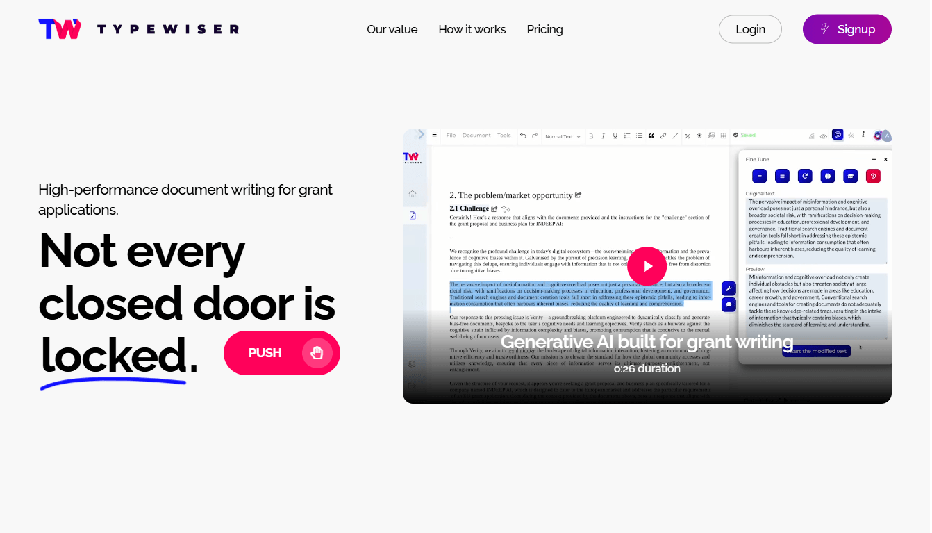 Typewiser - Smart Grant Writing with AI