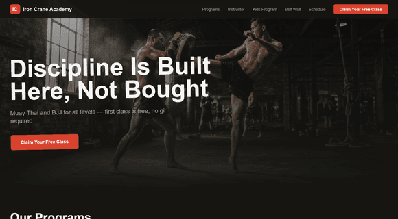 Martial arts website template