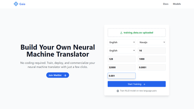 Gaia ML - Build Your Own Neural Machine Translator