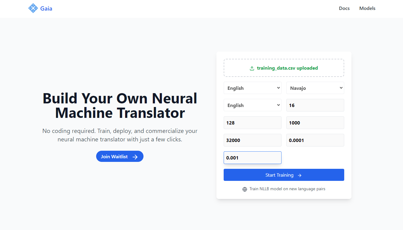 Gaia ML - Build Your Own Neural Machine Translator