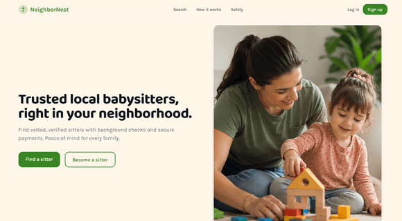 Babysitting website template