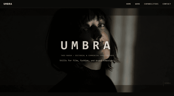 Photography portfolio template homepage