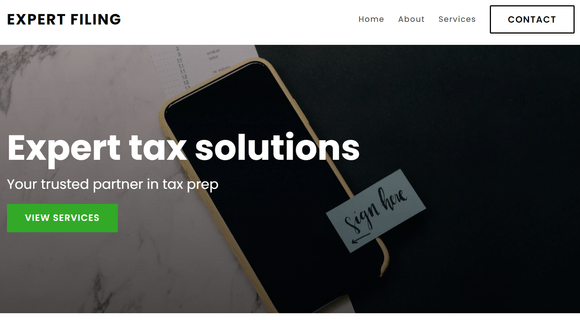 Tax preparation service website